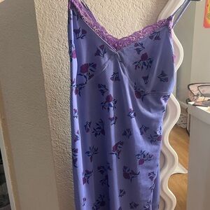 Floral Purple Lace Trim Nightgown